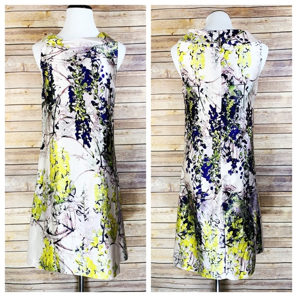 Taylor Dresses & Skirts - Taylor Silk Grey Green Purple Rolled Collar Dress